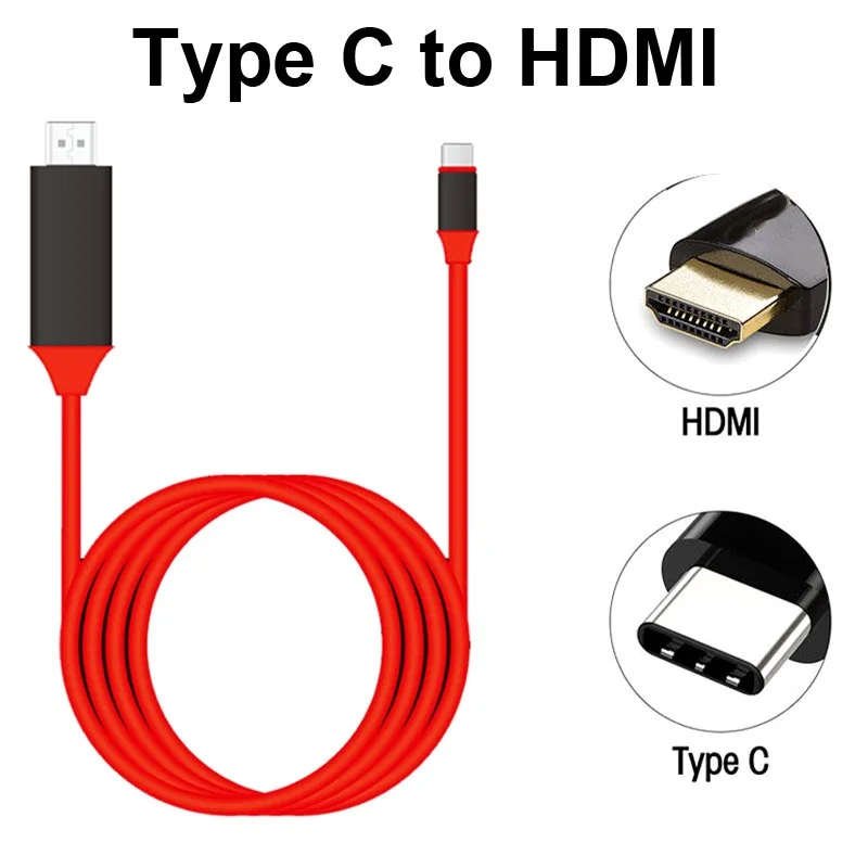 2 м usb type-C к HDMI кабель 4K 1080P HDTV адаптер для MacBook Air Pro для samsung S9 S10 S8 Plus Note 8 Note 9 HDTV кабель - Цвет: Красный