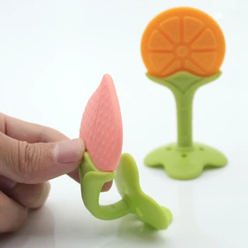 

Soft Silicone Molar Stick Fruit Tooth Gel Baby Teether Training Bite Chew Toy Exercise Baby's Ability to Grasp Baby Gift