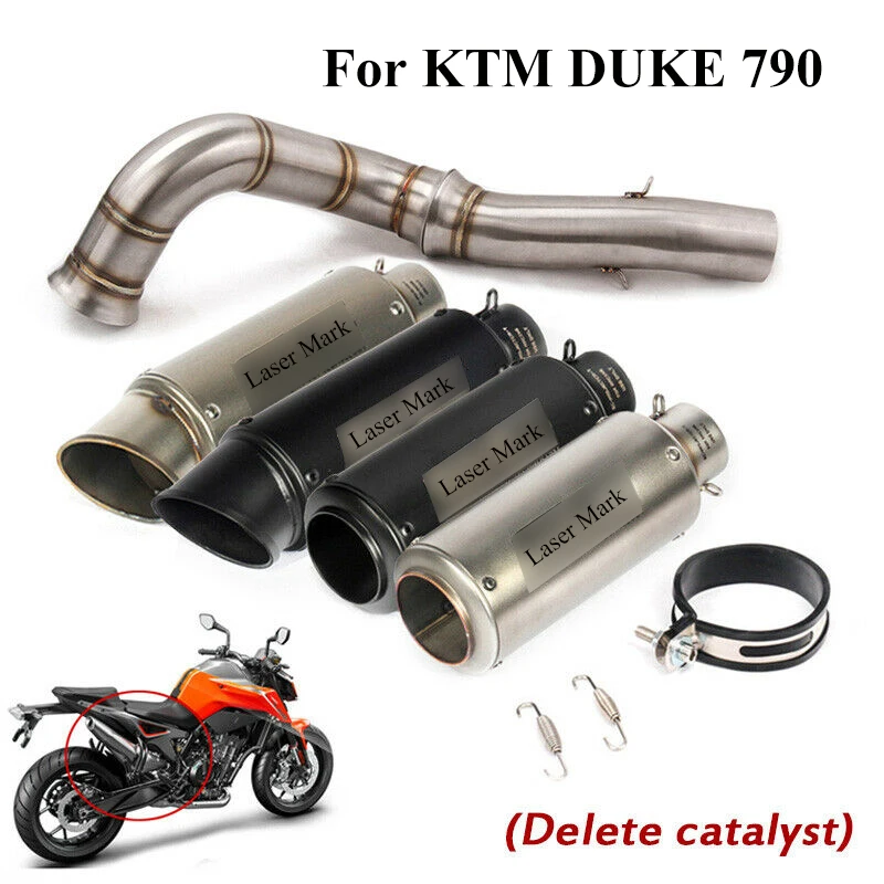 

Slip On Motorcycle Whole Set Pipe Delete Cat Link Tube Middle Pipe + Exhaust Muffler Tips For KTM Duke 790 Exhaust System Escape