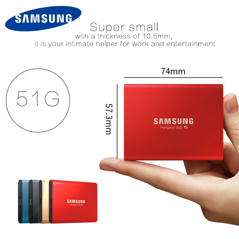 SAMSUNG T5 портативный SSD 1 ТБ USB3.1 500GB внешние твердотельные накопители для рабочего