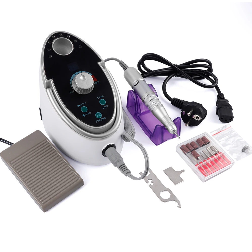 Billige Elektrische Nagel Bohrer 35000 RPM 65W Maniküre Pediküre Maschine Für Nail art Gel Polish Mit Keramik Nagel Bohrer Bits set