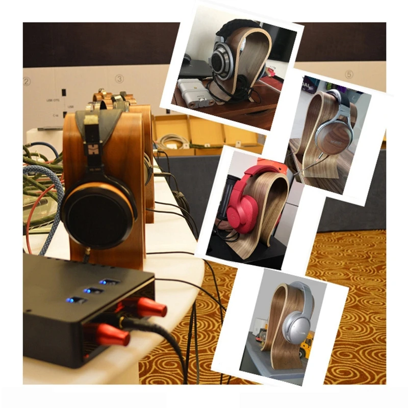 Headset Stand Gaming Headphone Display Holder Hanger Wooden Walnut for S ennheiser Aud io Technica AKG Beye rdynamic Logi tech H