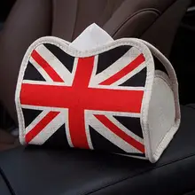 Кожаный Автомобильный холщовый тканевый ящик автоматический насос держатель кассеты креативные съемные наклейки коробка для салфеток подходит для BMW Mini England