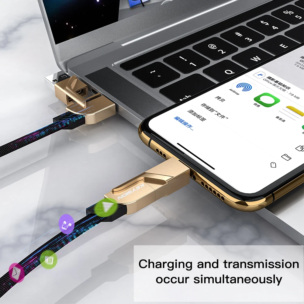 KEYSION 4 в 1 кабель для быстрой зарядки USB-type C металлический кабель для синхронизации данных PD Быстрая зарядка USB-C-type-C провод для iPhone Android