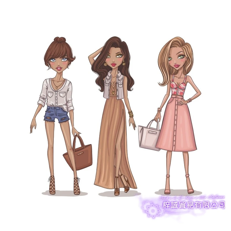 DCTAL Clothing Store Girl Decal Cute Girls Glass Colorful Wall Sticker Coffee Folwer Store Decal Cloakroom Showcase Decor