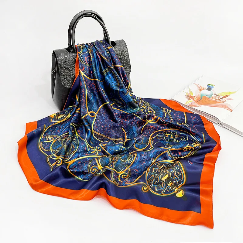 Модный хиджаб шарф женский платок-бандана в винтажном стиле с цветочным принтом