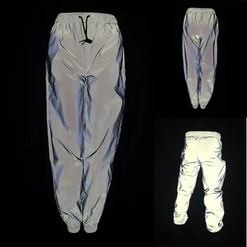 

Pants Women Fashion Sports Casual Couple Elastic Waist Trousers Night Running Reflective Pants trousers pantalon femme s10
