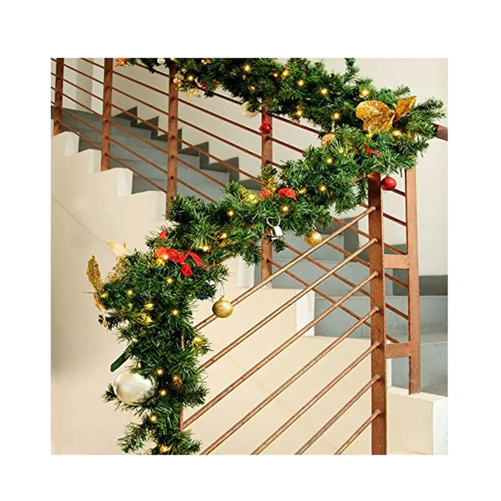 2,7 м зеленая Рождественская гирлянда, Рождественский венок, рождественские вечерние украшения для дома, Сосновая елка, Ротанговые висячие украшения, Navidad