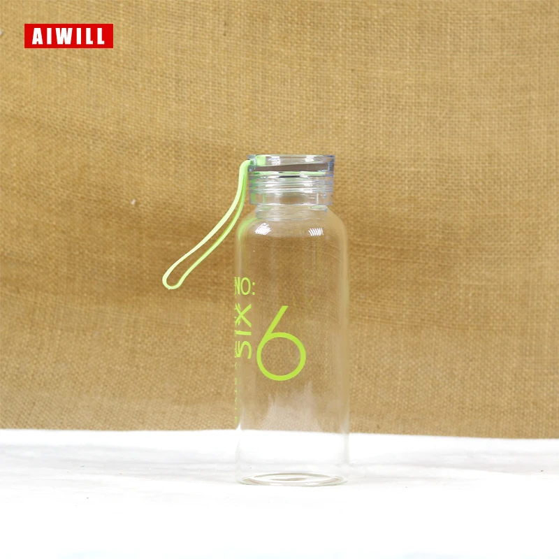 AIWILL, матовая/прозрачная стеклянная бутылка для воды, здоровый контейнер для воды, модная бутылка для лимонной воды, бутылки для напитков, для пикника, дома, 480