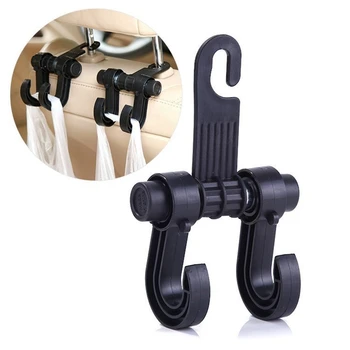 

2 PCS Universal Auto Car Hook Seat Headrest Hanger Bag Hook Holder for Bag Purse Cloth Grocery Storage Auto Double Fastener Clip