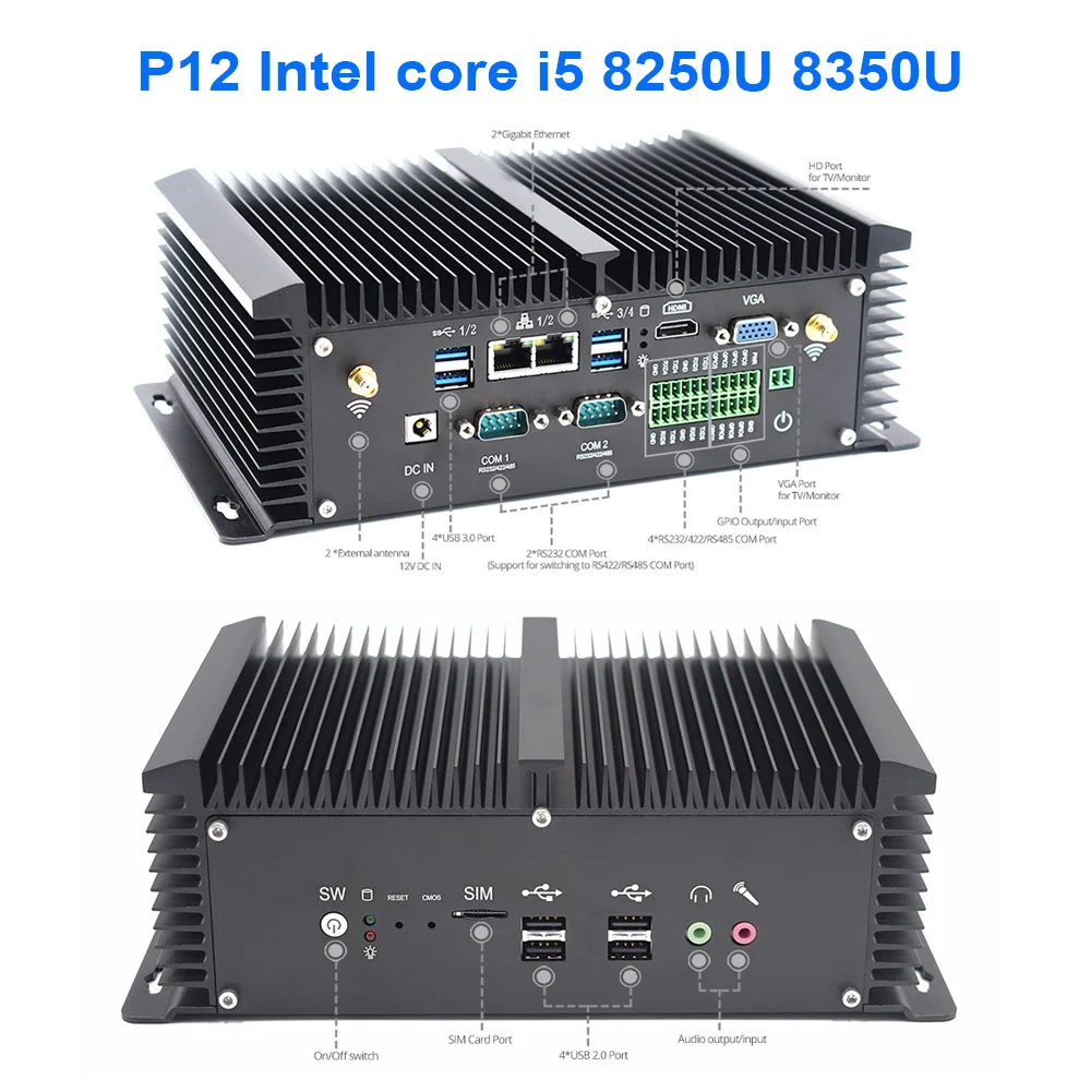 Промышленный мини ПК 8 го поколения процессор Intel Core i5 i7 8250U 8350U 4200U ddr3 с GPIO pin SIM