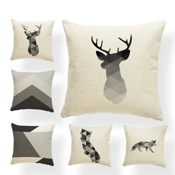 

Fashion Simple Cushion Set Deer Head Feather Polar Bear Arrow Elephant Sofa Decoration Cushion Cover Polyester Linen Pillow