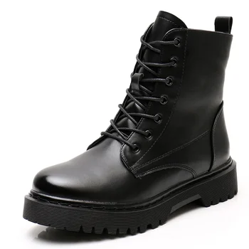 

EIE Women Boots Chunky Top Quality Leather Platform Winter Boots Ladies Casual Motorcycle Woman Shoes Fashion Women Boots M0766