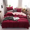 4Pcs Skin Friendly and Brushed Duvet Cover Set, Solid Brown Purple Quilt Cover with Sheet Pillowcases, Luxury Hotel Bedding Set 3
