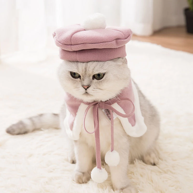 2 шт./компл. красивая кошка Костюмы Pet Одежда рисунком героя мультфильма "Гарфилд" плащ береты плотное домашних животных костюмы кошек Кепки