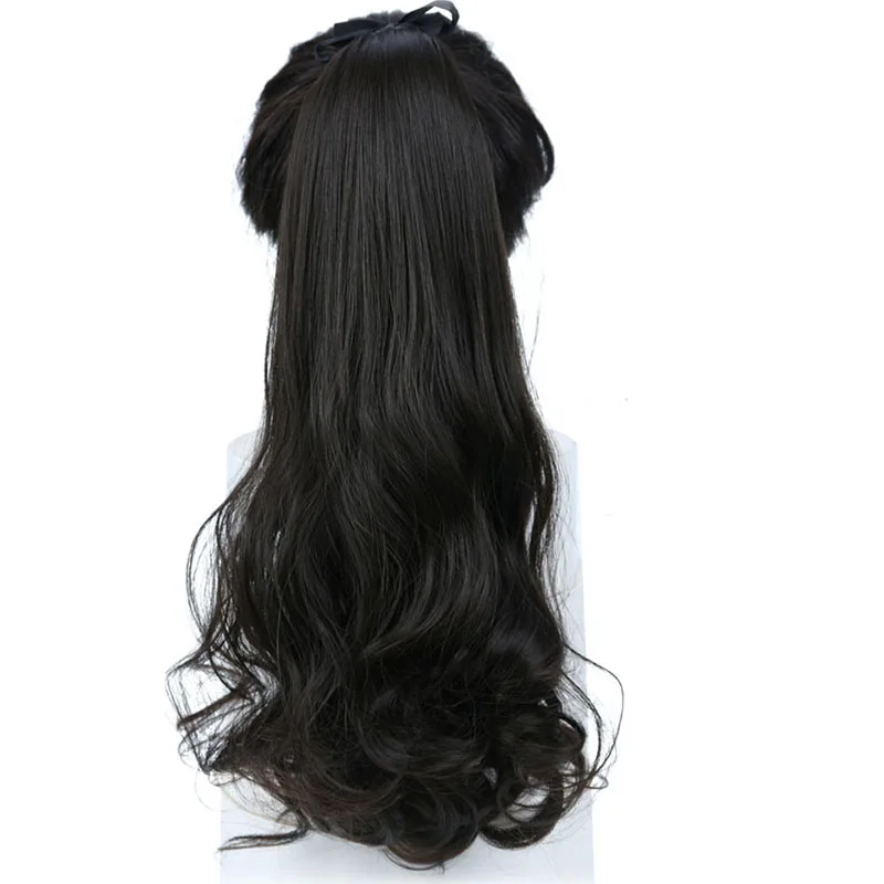 Синтетический длинный кудрявый шнурок волос конский хвост клип в наращивание волос Высокая температура волокна поддельные волосы кусок для женщин LUPU парик - Цвет: 4