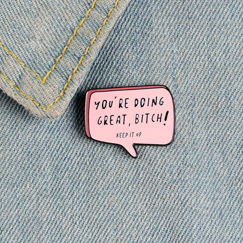 You Are Doing Great Enamel pin Inspirational Text Box Quote Slogan Rectangle Pink Jewelry Badge Brooches pins For Friends