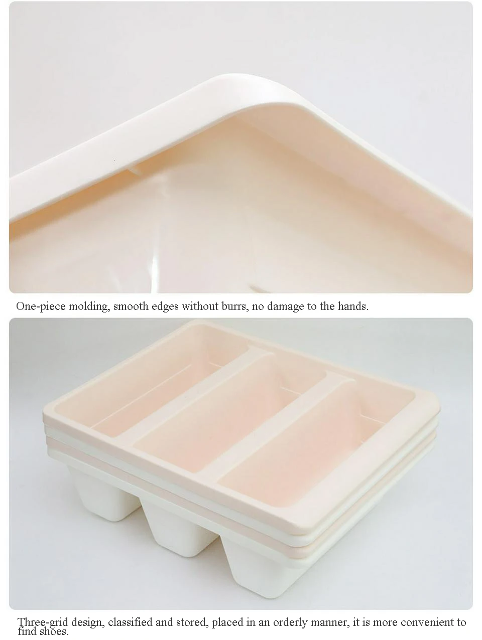 Thick Plastic Three-grid Vertical Shoe Storage Box Household Frame Shoe Shelf Organizer Space Saver Organizer Cupboard Cabinets