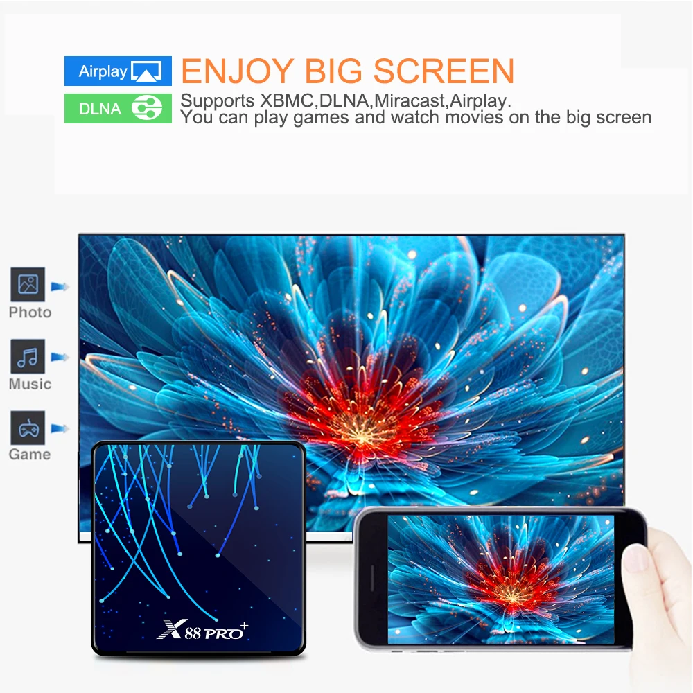 X88 Pro Plus Android 9,0 Smart Tv Box Rockchip RK3368 Восьмиядерный 4G 32G 4K медиаплеер Bluetooth 4,0 2,4G 5G Wifi телеприставка