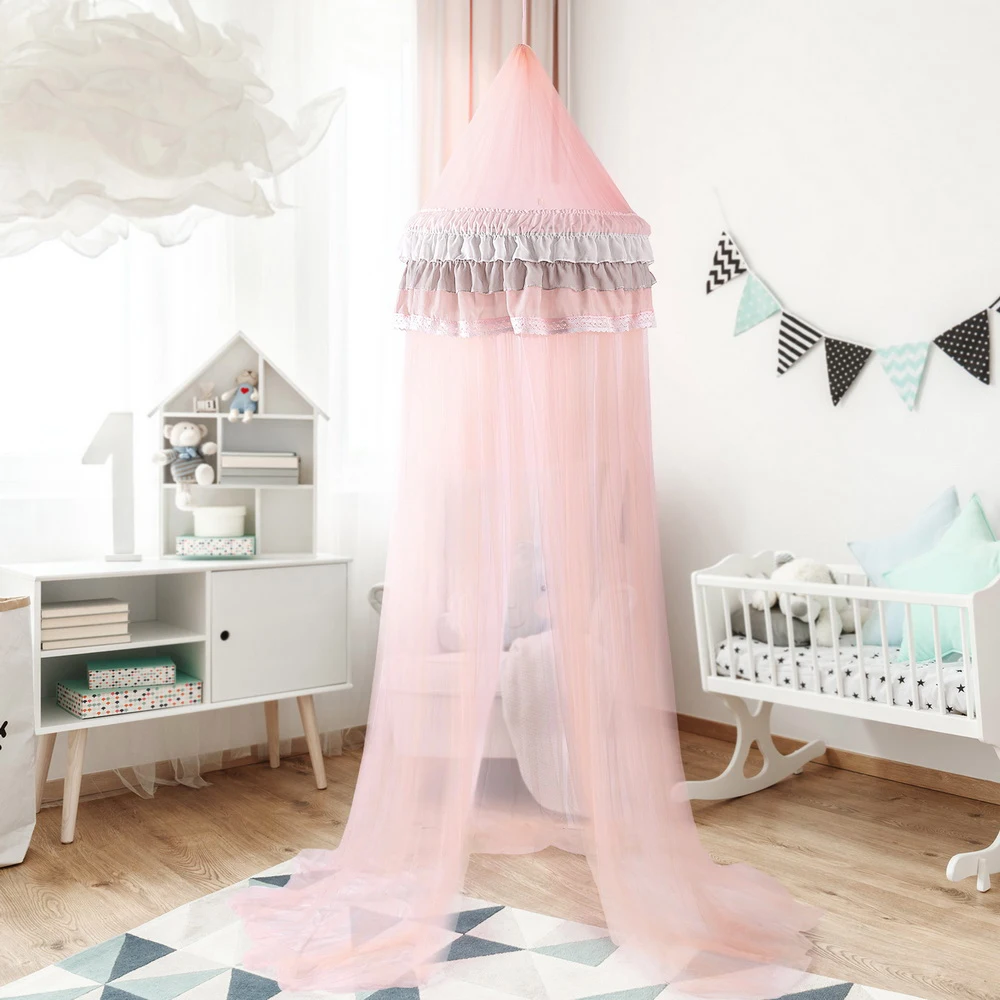 

Hanging Princess Dome Mosquito Nets Lace Mosquito Net Kids Bed Curtain Canopy Photography Props Ins Style Bedcover