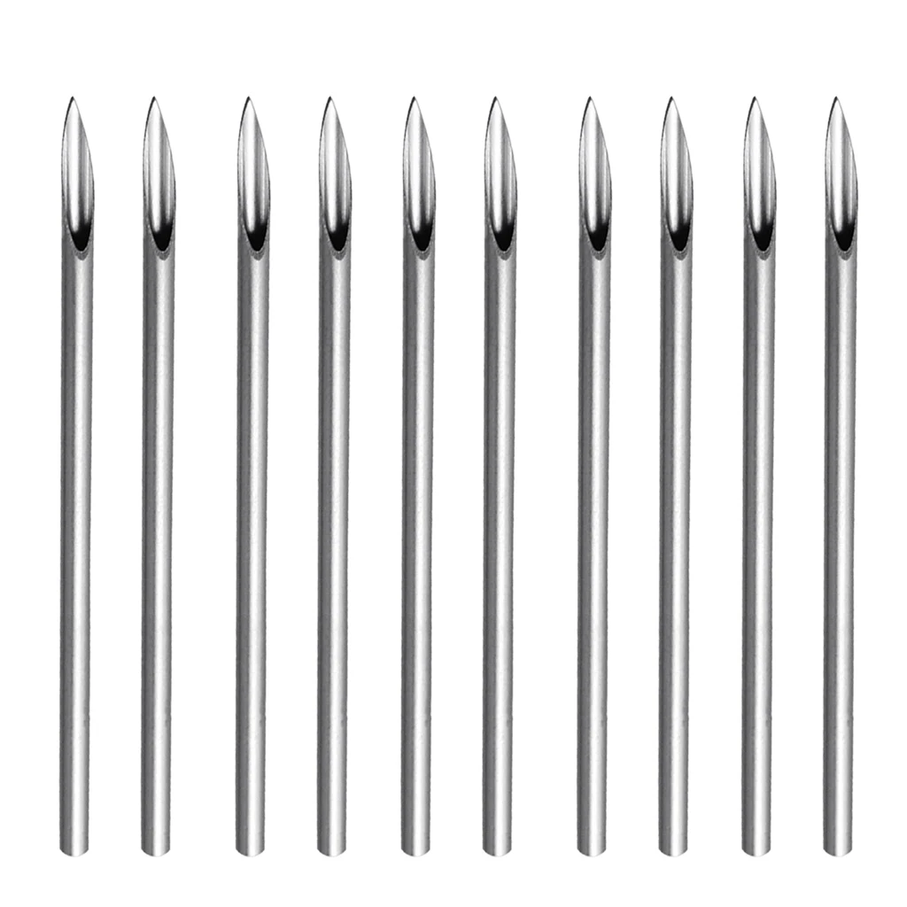 10 Pcs Stainless Steel Sterile 14 Gauge 14G Body Ear Navel Nipple
