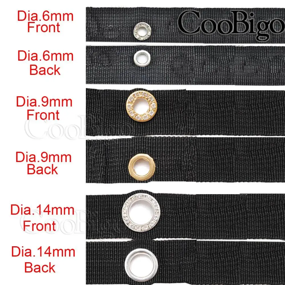 With Rhinestone Diamonds Grommets Metal Eyelets for Leathercraft Clothes Shoes Cap Tag Belt Bag DIY Accessories Dia.6~14mm 50set eyelet grommet ring kit,eyelet grommet ring,grommet eyelet kit,screw back eyelets,metal eyelet buttons