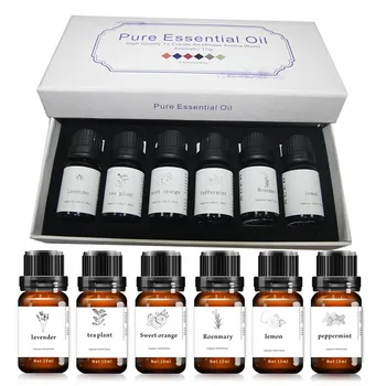

Essential Oils 10ML 6 Pack Nature Lavender Tea Tree Lemon Sweet Orange Peppermint Rosemary Diffuser Humidifier Massage
