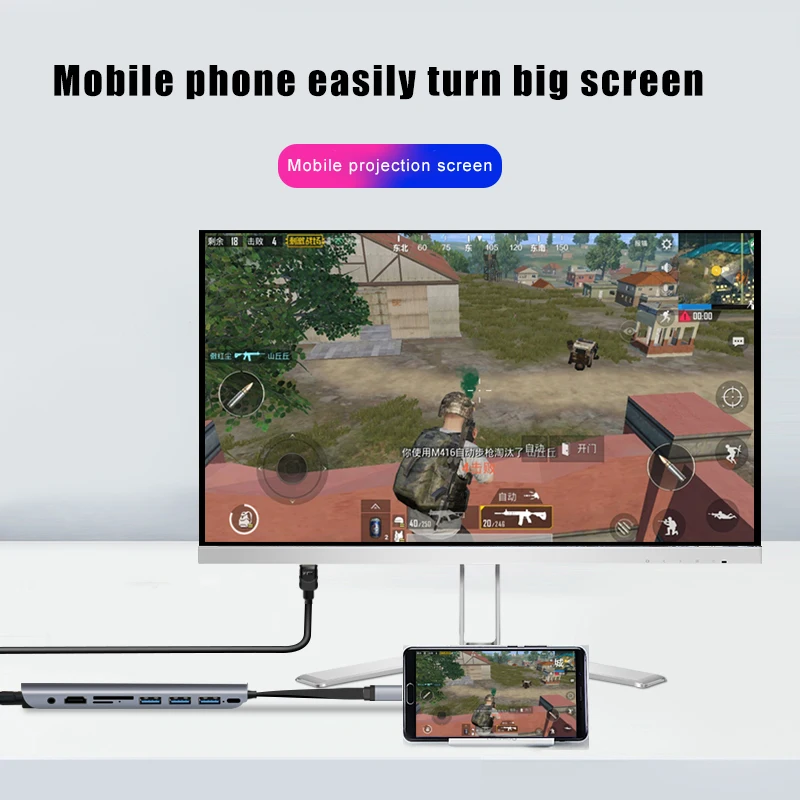 Многофункциональный USB-C к HDMI VGA разъем аудио адаптер для ПК компьютера ноутбука SD998