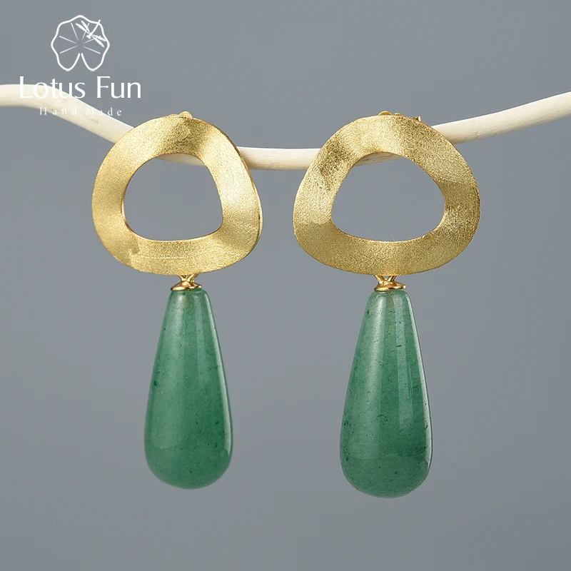 

Lotus Fun Natural Gemstone Minimalist Style Uneven Geometric Shape Dangle Earring Real 925 Sterling Silver Handmade Fine Jewelry