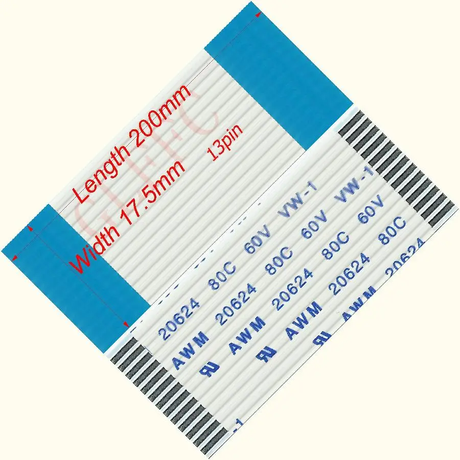 13pin 1,25 шаг 150 мм-1600 мм a-тип Гибкий плоский кабель FFC awm 20624 ROHS для ttl lcd DVD Компьютера - Цвет: 200