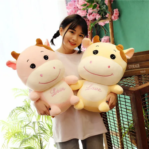 Fancytrader 24'' Lovely Plush Soft Stuffed Giant Animal Milk Cow Toy Big Plush Cow Doll Nice Gift For Kids 60cm 2 Colors (3)