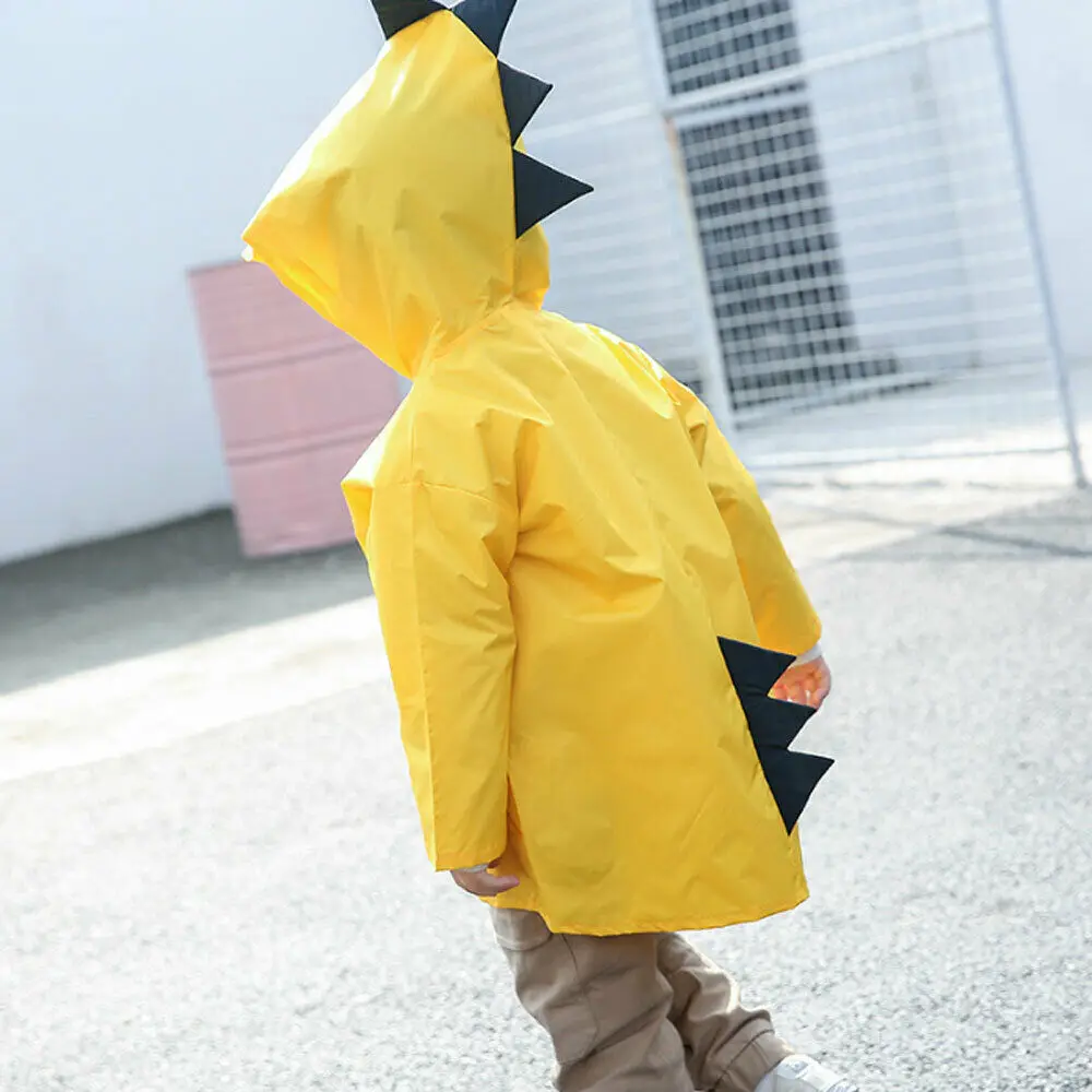 Плащ-дождевик с рисунком динозавра для маленьких детей; непромокаемая куртка; плащ - Цвет: Цвет: желтый