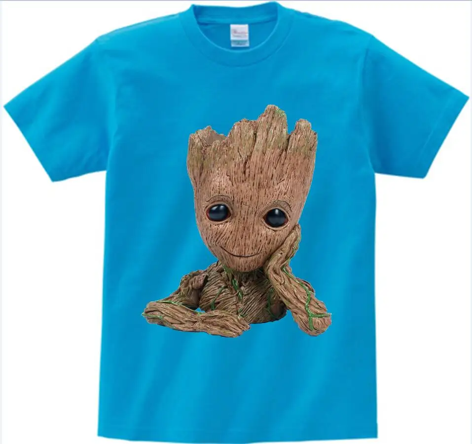 Детская футболка с надписью «Baby I Am Groot» для детей, летние футболки с короткими рукавами, топы, одежда Детские Забавные футболки костюм для От 3 до 9 лет Топ для мальчиков и девочек - Цвет: blue childreT-shirt1
