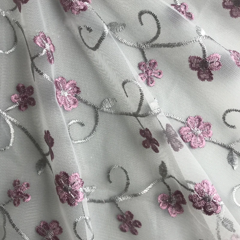 dark purple 126 см X1Y/шт кружевная вышивка 7 цветов Цветочная ткань для платья ручной работы Свадебная вечеринка Тюль сценическая одежда для кровати подкладка Декор ткань - Цвет: dark purple