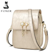 Женская сумка клатч FOXER черная мини из воловьей кожи