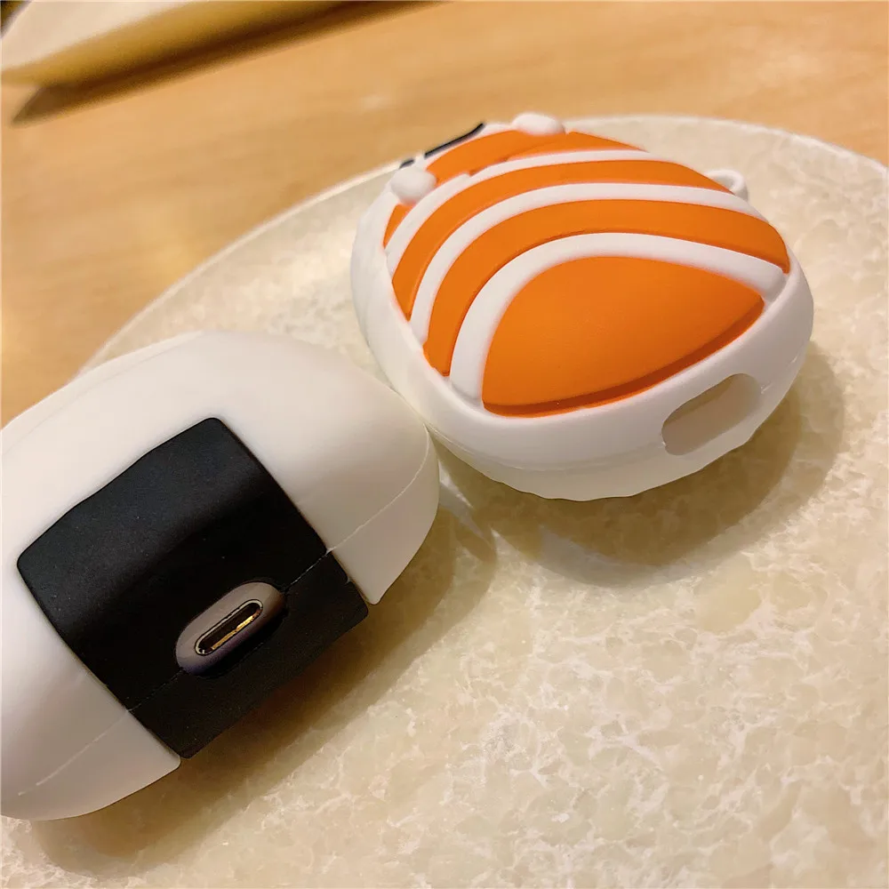 3D Силиконовый Японская еда лосось суши чехол для air pods 1 2 наушники чехол для Apple Airpods Силиконовые чехлы Funda