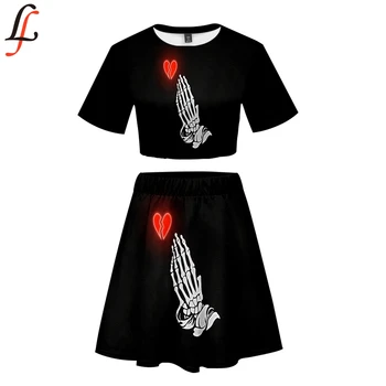 

3D Harajuku Kpop Modis Juice Wrld Sexy Set Short Skirt Suit Short Sleeve T-shirt and Short Skirt Piece Girl Summer