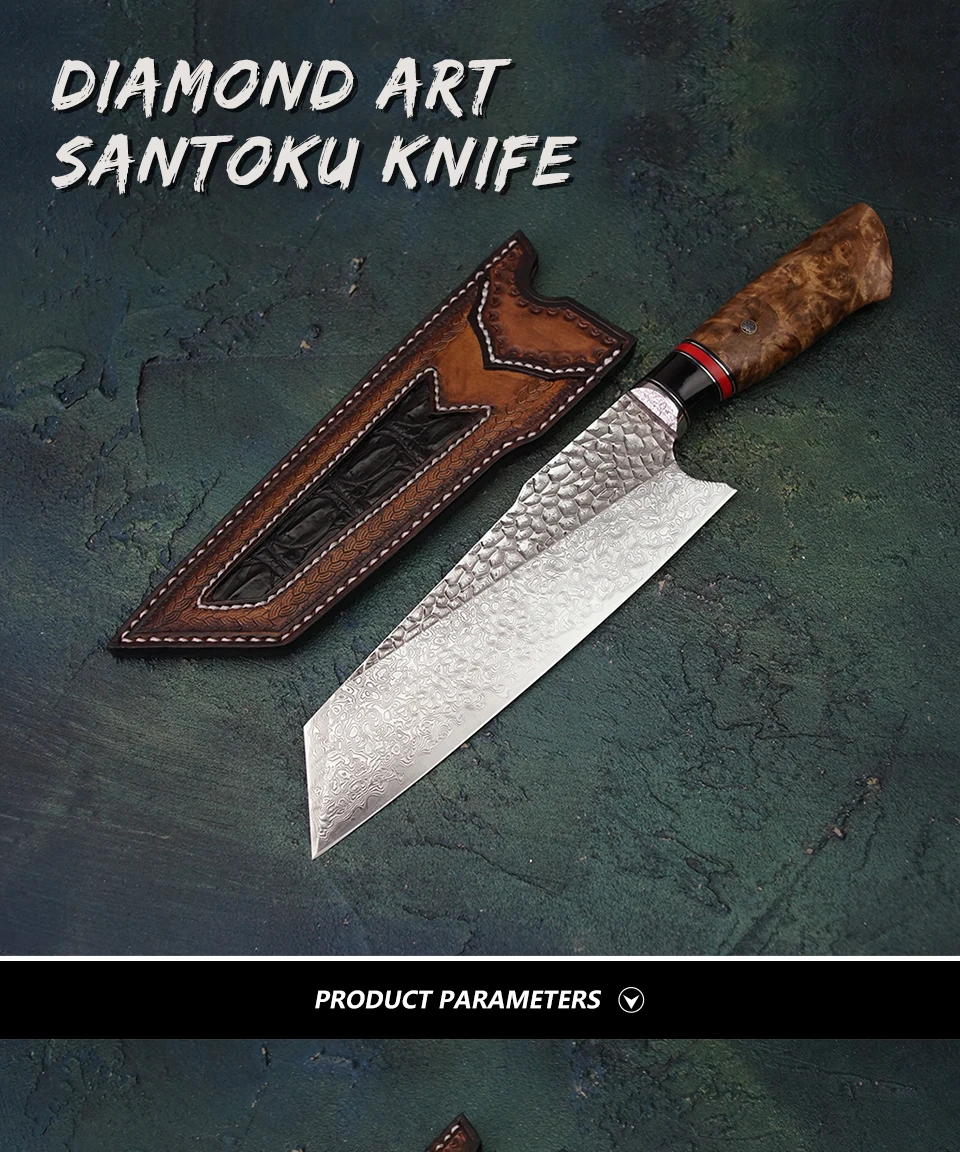 FZIZUO 7,5 ''VG10 Дамасская сталь Santoku нож ручной работы танто Точка кухонные ножи японский набор кухонных ножей кухонные инструменты