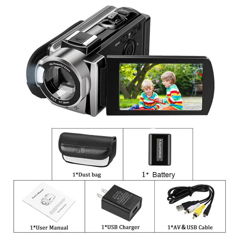 Видеокамера FHD 1080P 15FPS 24 м рекордер для Vlogging 3 0 дюймовый 16 кратный зум видеокамеры