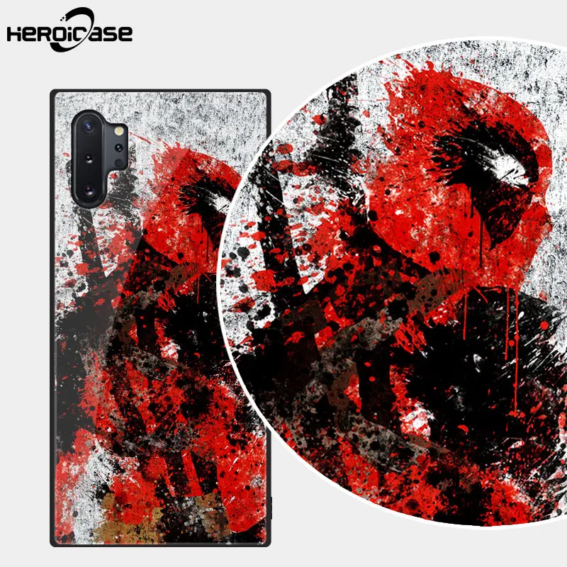 Для samsung Galaxy Note10 плюс Чехол для телефона Дедпул от Marvel закаленное Стекло Жесткий Чехол-крышка с узорами чехол из ТПУ с S10 9 8 e A70 в виде ракушки