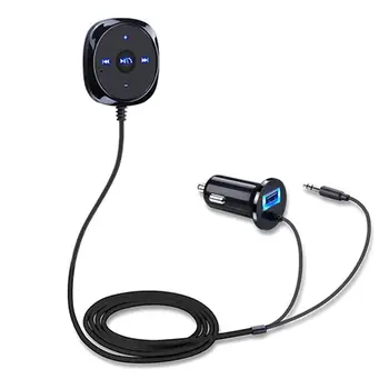 

Wireless Car Kit Support for Siri 3.5mm AUX Audio Music Receiver Player Hands-free Speaker 5V USB Car Charger