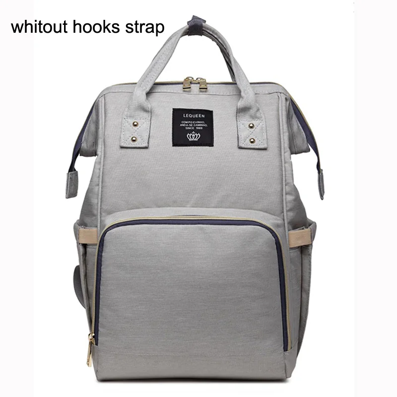 light gray Модная сумка для подгузников для мам, крючки для прогулочных колясок, Большая вместительная сумка для детских подгузников, рюкзак для путешествий, дизайнерская сумка для ухода за ребенком - Цвет: light gray
