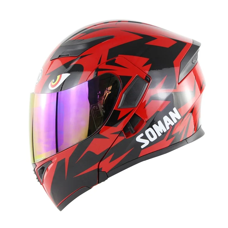 Гоночный мотоциклетный шлем для мотокросса с двойными линзами и двойным козырьком, полностью закрывающийся шлем Cascos Para Moto, мотоциклетный шлем в горошек ECE - Цвет: 7