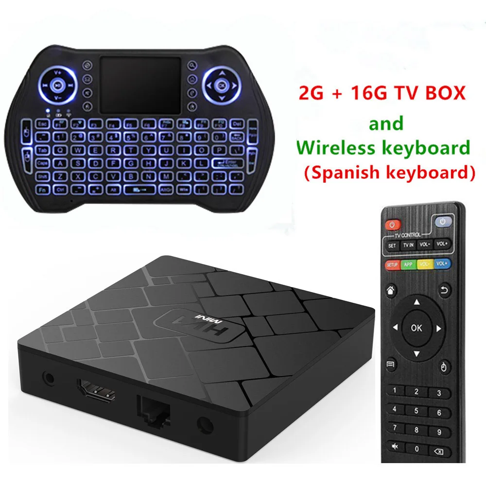 HK1 Мини Android 9,0 Smart tv BOX RK3229 Google голосовой помощник Play Store бесплатное приложение медиаплеер телеприставка - Цвет: With Spanish keyboar