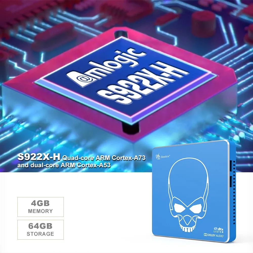 Beelink GT-King Pro Android 9,0/CoreELEC Linux двойная операционная система HiFi без потерь звук 4K BT4.1 голосовой пульт дистанционного управления ТВ-приставка