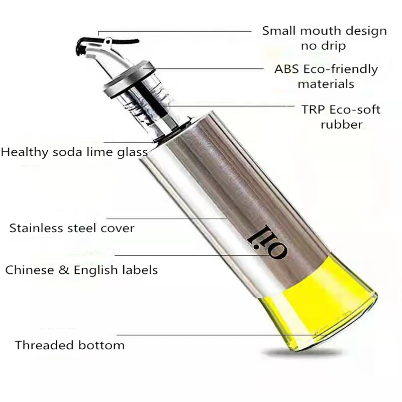 200/300ML Pro Cooking Seasoning Bottle Dispenser Sauce Bottle Kitchen Storage Bottles for Oil and Vinegar Olive bottle Container