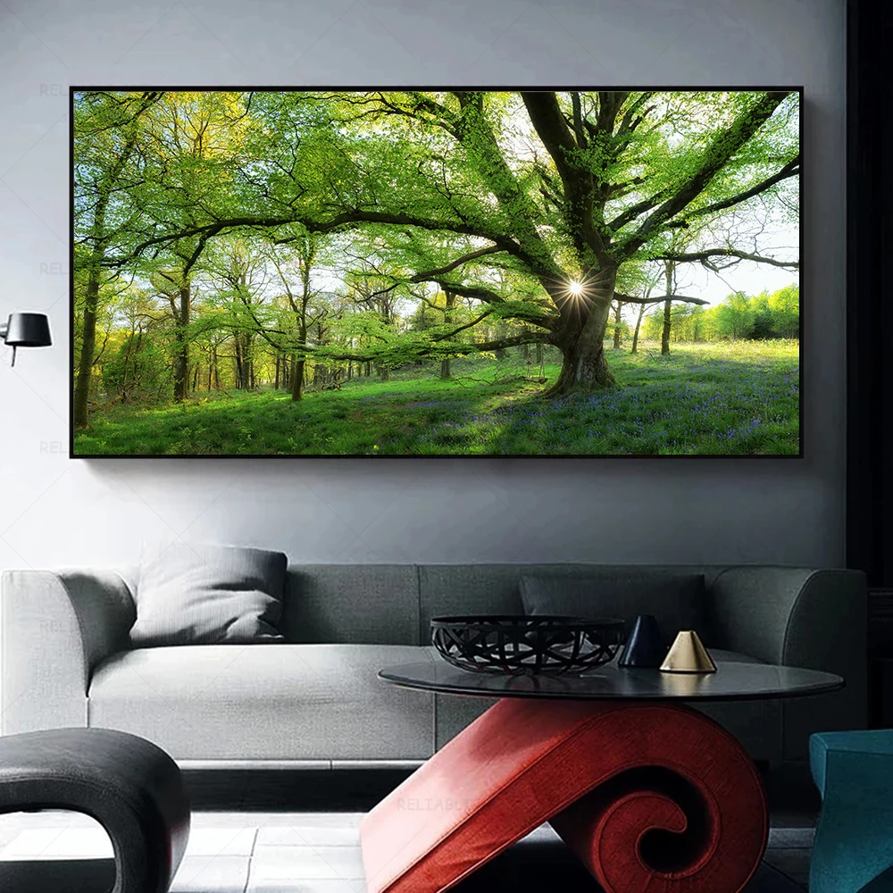 Immagini di paesaggi albero verde tela pittura foresta poster e stampe arte  murale alberi giganti immagini per soggiorno decorazioni per la casa -  AliExpress