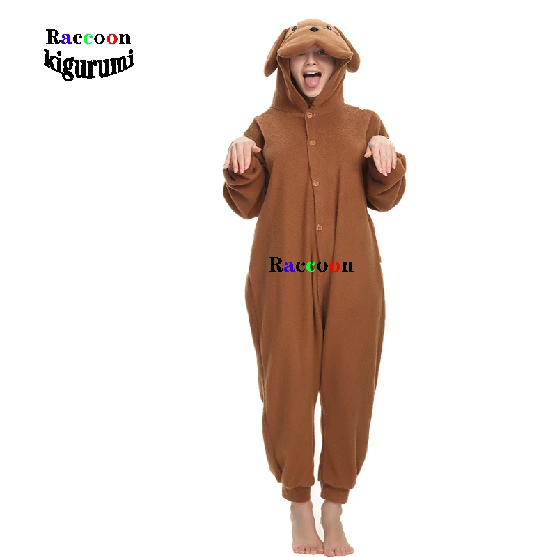 Brown Teddy Dog Kigurumi Women Animal Jumpsuit Comfortable Men Home Pajama Party Costume Anime Cosplay Onesie Birthday Gift