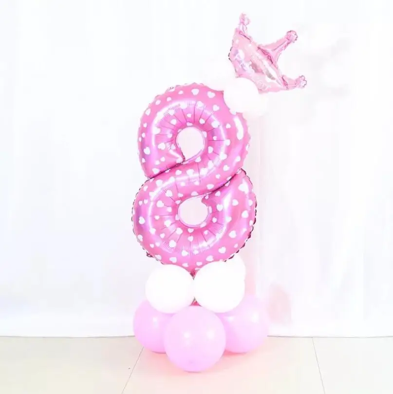 pink 8 Воздушный шар с цифрами, воздушные шары на день рождения, украшения на день рождения, Товары для детей, воздушный шар из фольги, цифры, балоны, бусины, шары - Цвет: pink 8