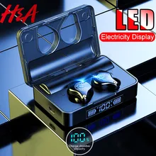 Наушники H& A Bluetooth V5.0 с сенсорным управлением, беспроводные наушники IPX7, водонепроницаемые спортивные наушники+ внешний аккумулятор 3600 мАч для всех телефонов